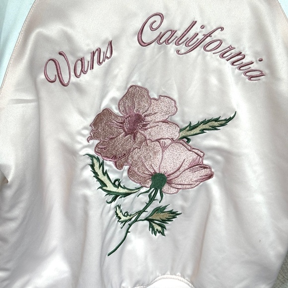 VTG Vans California Satin BomberJacket Tiger Floral Embroidery‎ Pink Womans SZ S - Picture 10 of 16
